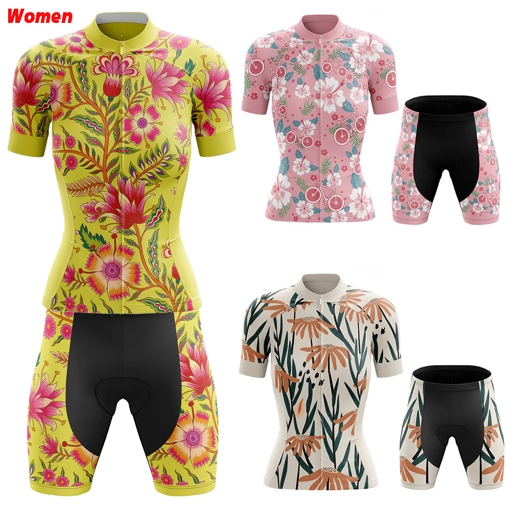 Cycling Gear Girls - Floral Cycling Bicycle Clothing Jersey Cycling