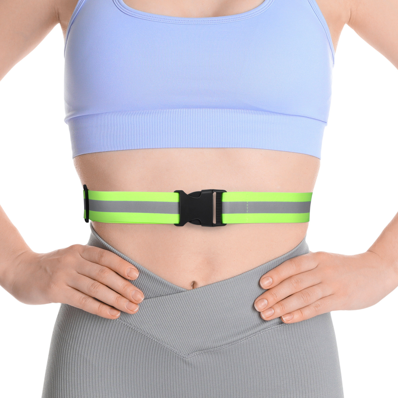 Cycling Visibility Gear - Fluorescent Green Reflective Belt Elastic Adjustable